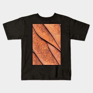 Brown Ornamental Leather Stripes, natural and ecological leather print #69 Kids T-Shirt